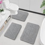Buganda Bathroom Rugs 30x20, Quick Dry Machine Washable Chenille Bath Mats with Rubber Backing, Grey - Image 73