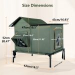 YUWENUS Heated Outdoor Cat House with Heated Pad and Escape Door for Outdoor Weatherproof Cat Shelter Insulated Outdoor Cat House,Green,Small - Image 5