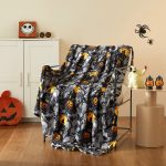 Way To Celebrate Halloween Jack-O'-Lantern Plush Oversized Couch Throw Blanket, Cream and Orange, 50 x 72 in - Image 26