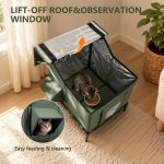 YUWENUS Heated Outdoor Cat House with Heated Pad and Escape Door for Outdoor Weatherproof Cat Shelter Insulated Outdoor Cat House,Green,Small - Image 8