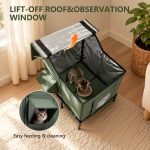 YUWENUS Heated Outdoor Cat House with Heated Pad and Escape Door for Outdoor Weatherproof Cat Shelter Insulated Outdoor Cat House,Green,Small - Image 22