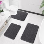 Buganda Bathroom Rugs 30x20, Quick Dry Machine Washable Chenille Bath Mats with Rubber Backing, Grey - Image 27